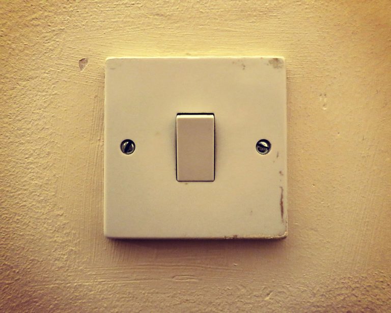 Light switch on wall